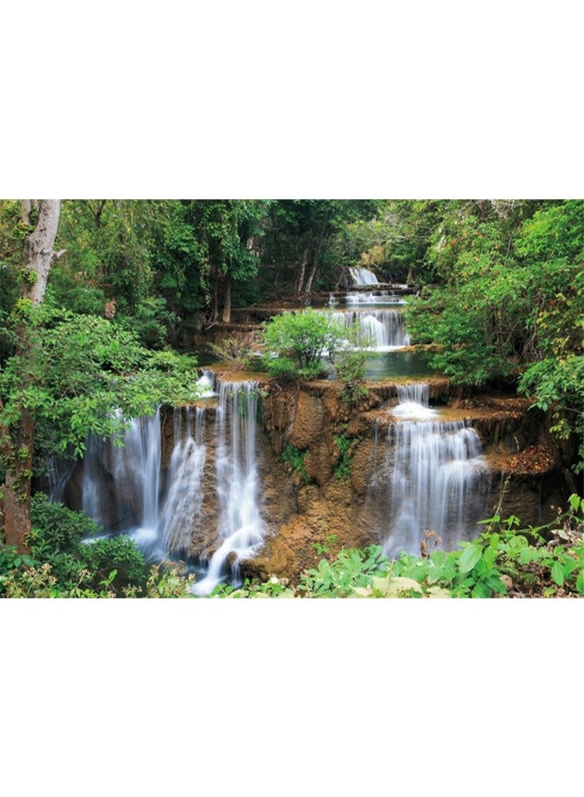 AWERT 36x18 inches Waterfall Terrarium Background Rainforest Aquarium Background Tropical Plants Green Tree Reptile Habitat Background Vinyl - Image 1